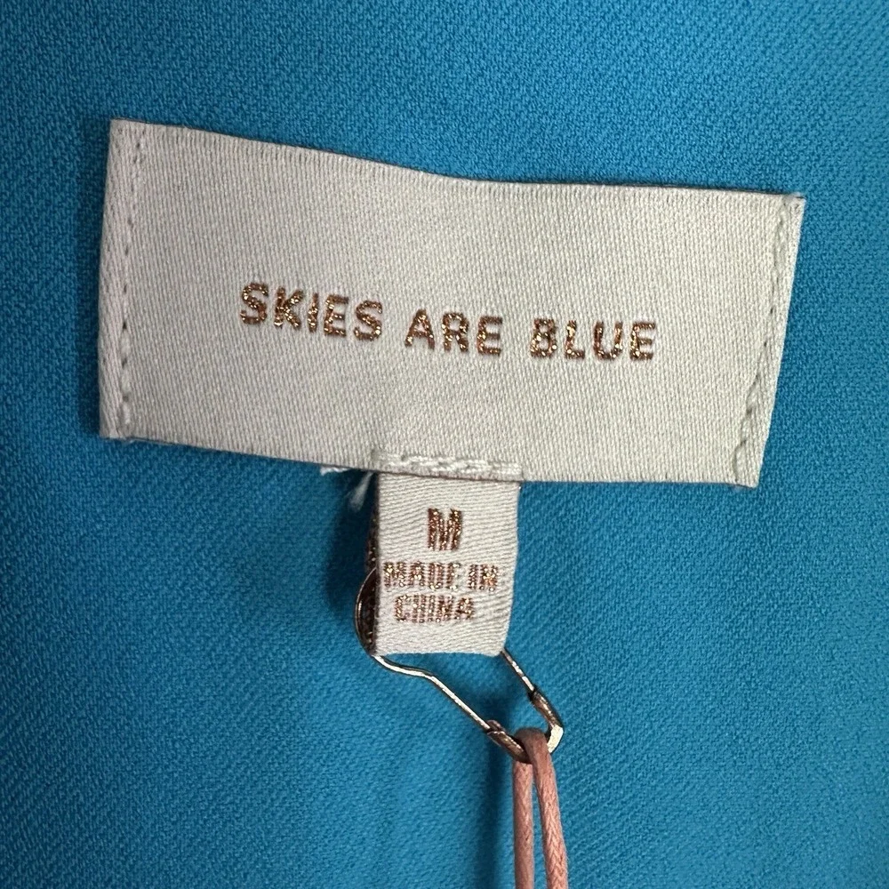 Skies Are Blue Womens Lightweight Blazer Notch Lapel Pockets Blue Medium Office - Picture 2 of 11